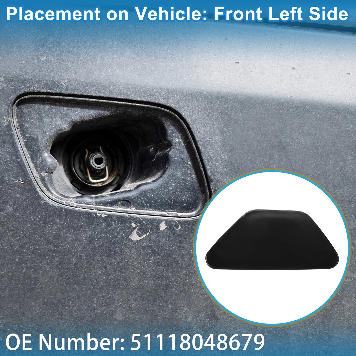 Front Left Washer Nozzle Cover for BMW 528i (2011-2016) Unpainted