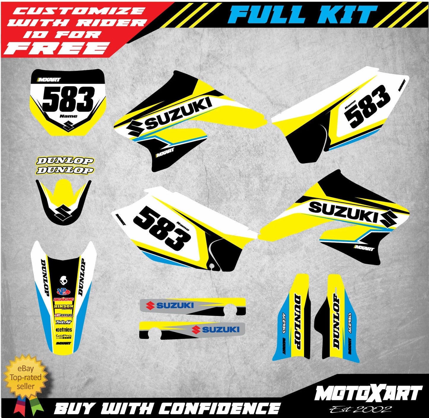 Custom Graphics Full Kit for Suzuki RMZ 250 (2004-2006)