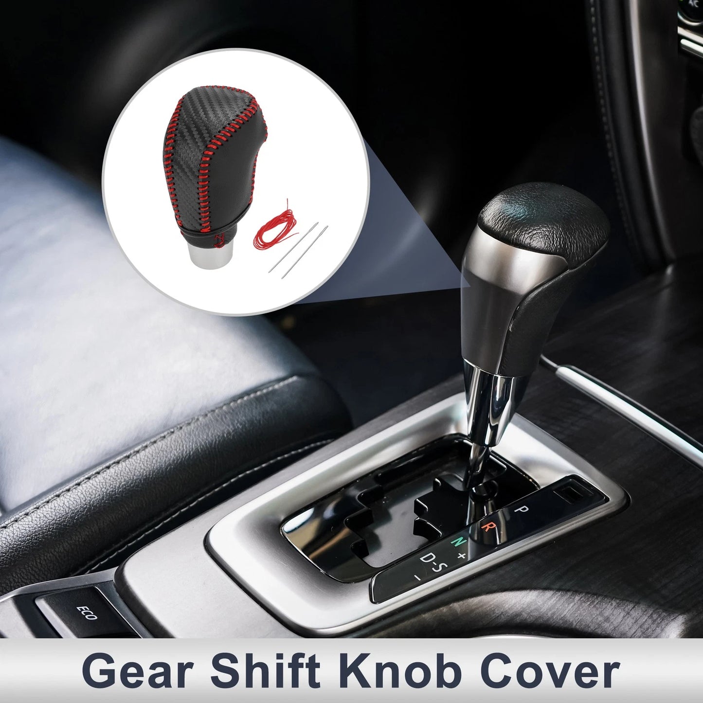 Gear Shift Knob Cover Black Carbon Fiber for Toyota Camry (2019–2022)