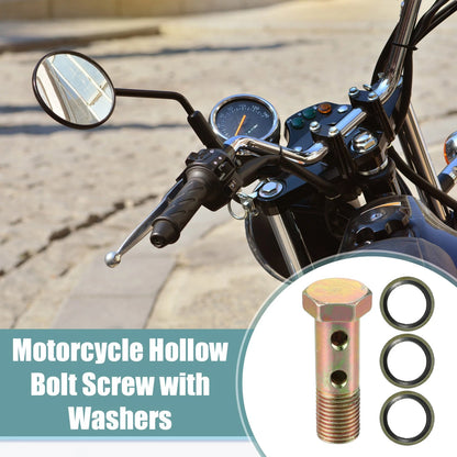 Bolt Screw 2 x M14x1.5 51mm Hollow with Washer for Motorcycle