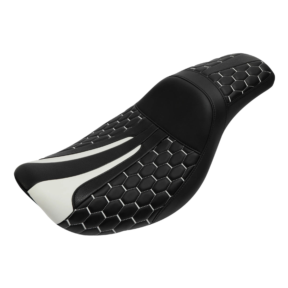 Black & White Driver Passenger Seat for Harley Dyna Street Bob (2006-2017)