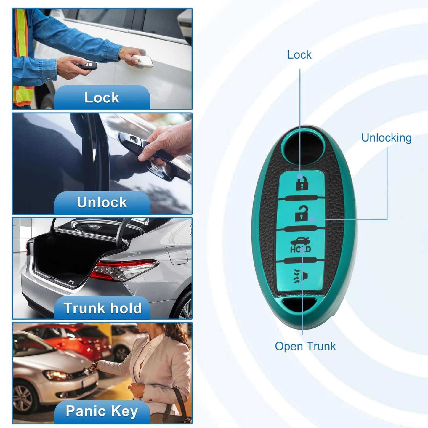Silicone Key Fob Case Cover Protector for Nissan Cabstar Green