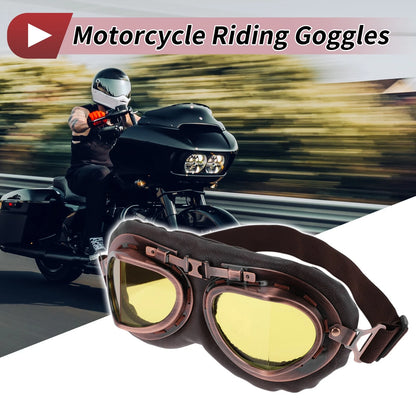 Set Motorcycle Riding Goggles Yellow Lens Brown Frame PC Cycling Sunglasses