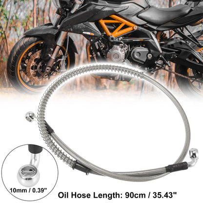 90cm 35.43in Brake Clutch Oil Hose Line Pipe Hydraulic Silver Tone for Bike