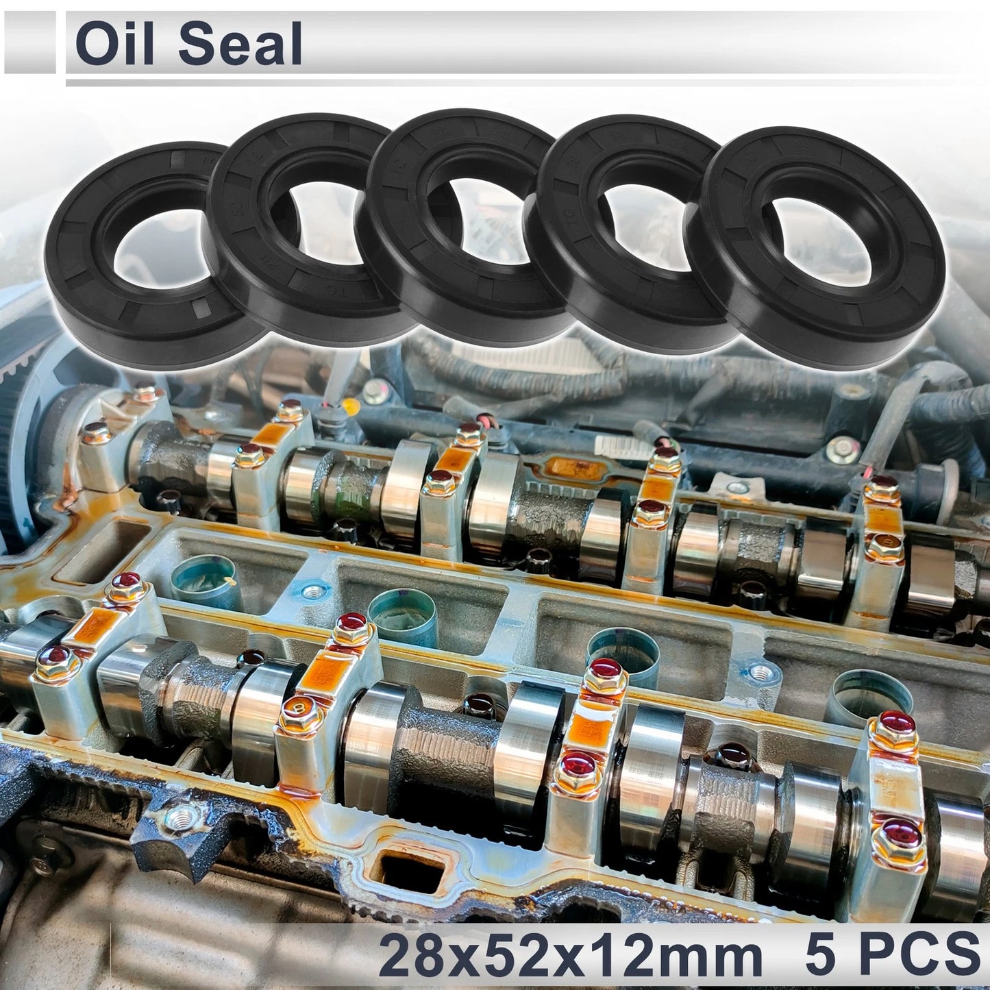 Oil Seal 28x52x12mm Rotary Shaft Seal Black 5 Pcs for Make Model
