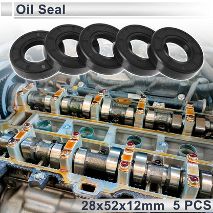 Oil Seal 28x52x12mm Rotary Shaft Seal Black 5 Pcs for Make Model