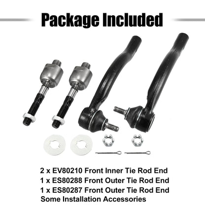 Front Inner Outer Tie Rod End Link Kit for Honda Accord Acura TSX