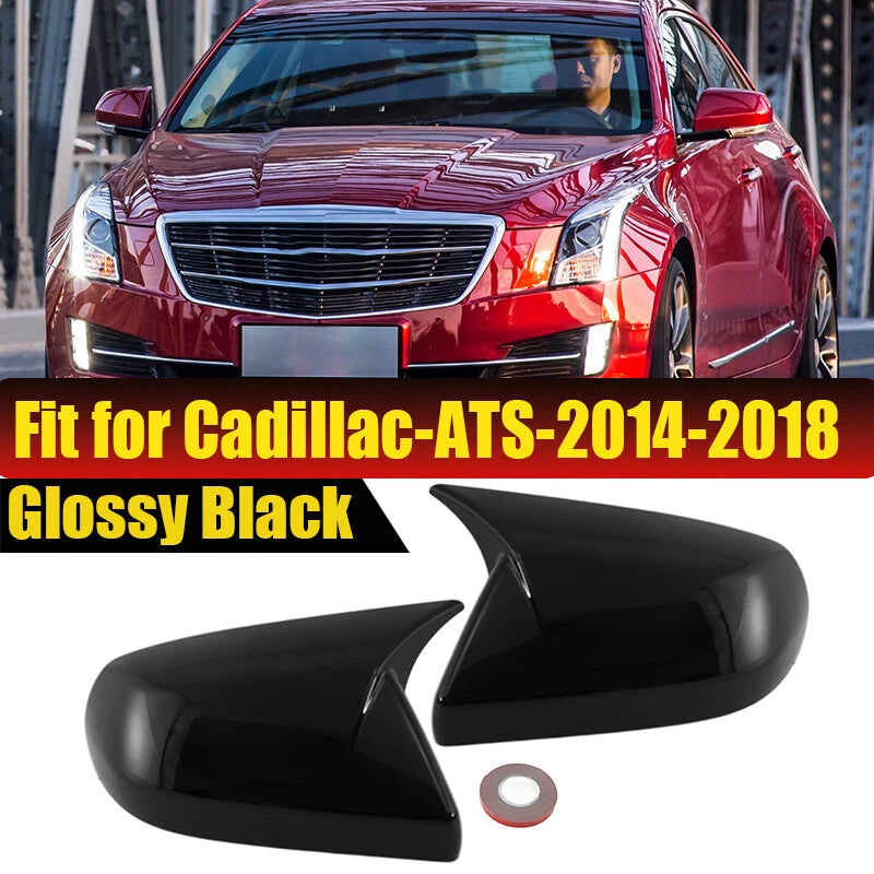 Gloss Black M Style Mirror Cover Caps for Cadillac ATS Sedan & CT4 (2013-2025)