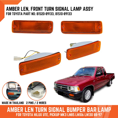 Amber Lens Bumper Side Turn Signal Lamp Light for Toyota Hilux (1988-1997)