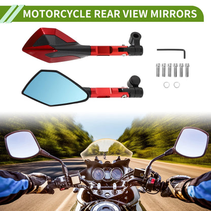 M8/M10 Motorcycle Rear View Mirrors Polygonal Shape Red Aluminum Alloy 1 Set