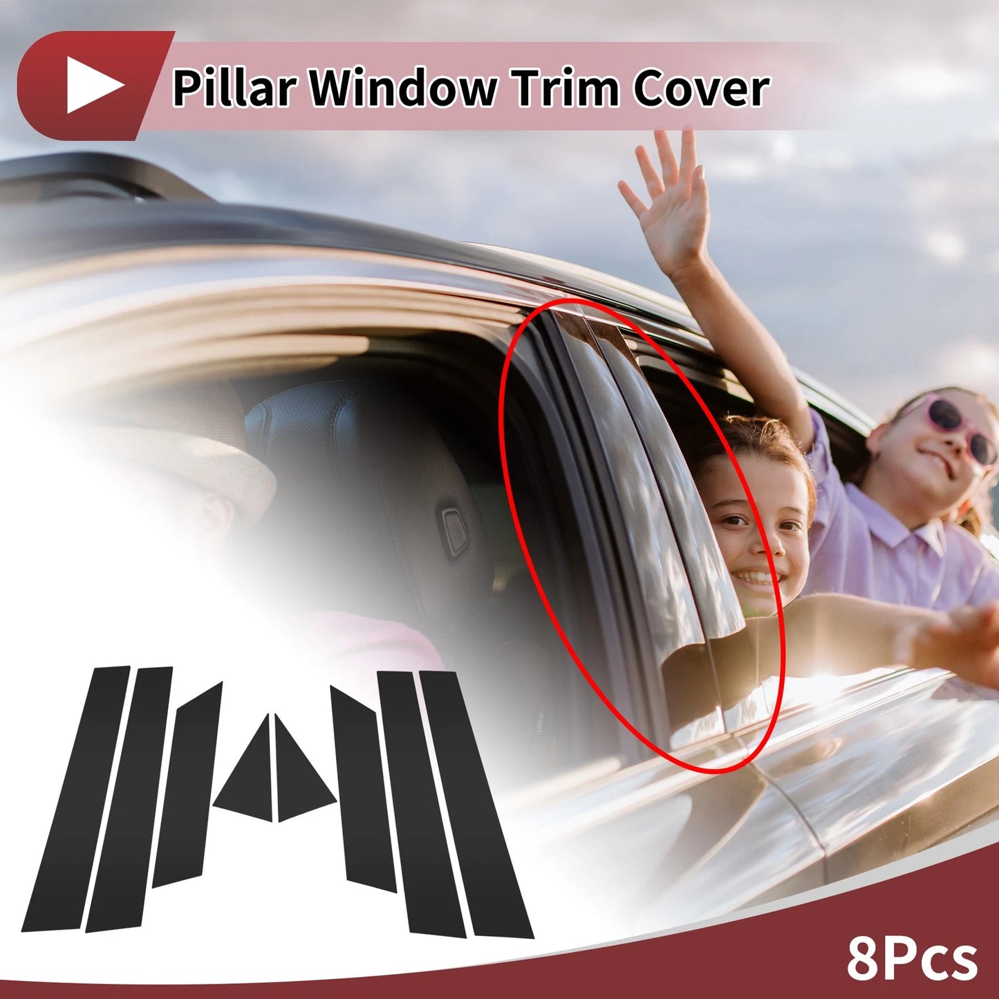 8 Pcs Car Door Pillar Window Trim for Nissan Altima (2013-2018) Black