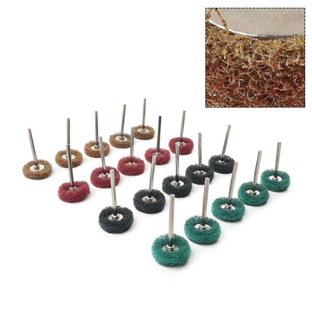 Abrasive Nylon Buffing Polishing Wheel Set 20 x 1/8'' Shank for Rotary Tool