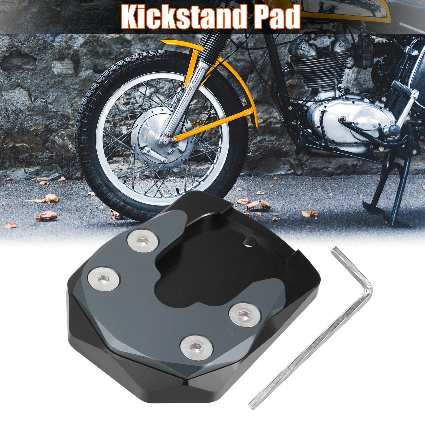 Set Kickstand Stand Pad Black Titanium Tone for Yamaha YZF-R15