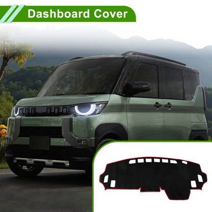 Dashboard Cover Black Red Flannel for Mitsubishi Delica B34A B35A B37A B38A (1986-1994)