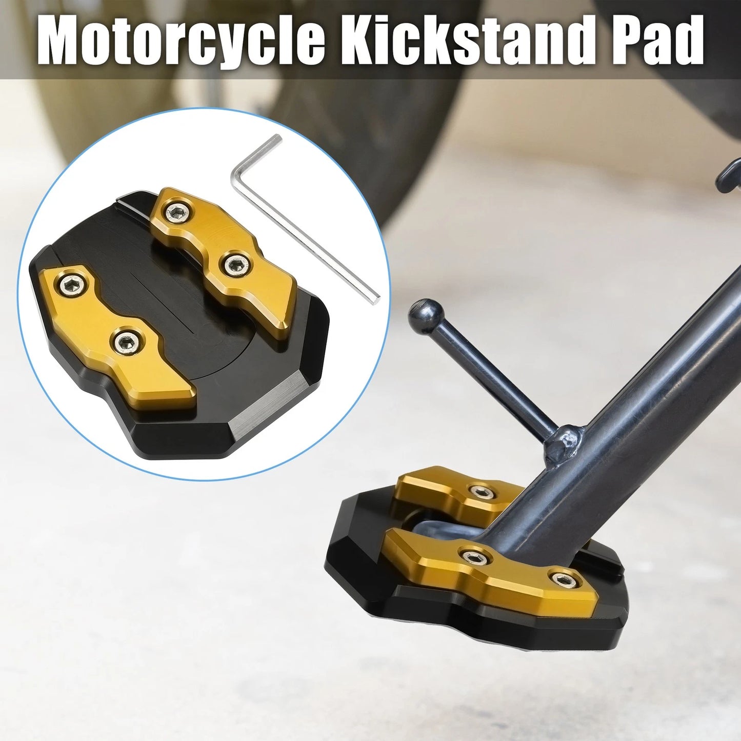 Kickstand Plate Pad for Honda Adv-160 Black Gold Tone (2022–2022)