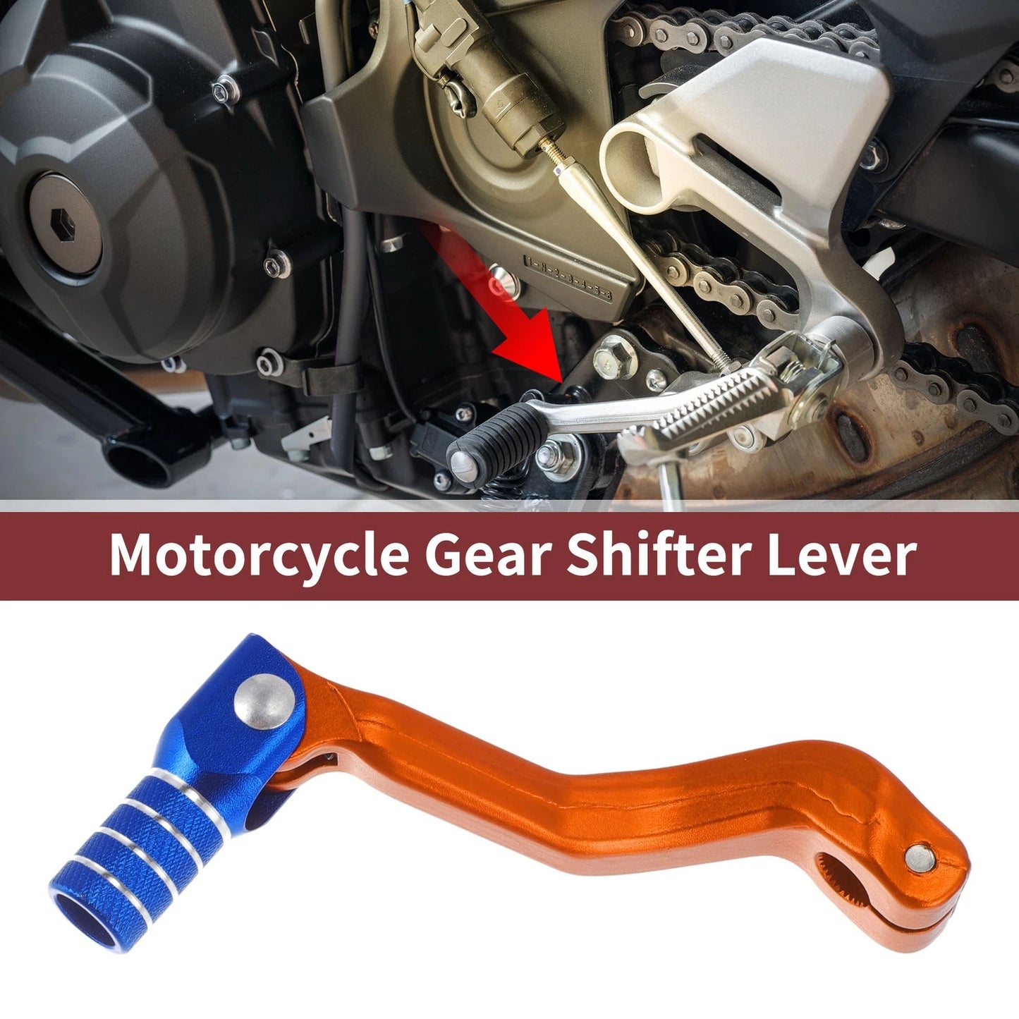 Folding Motorcycle Gear Shifter Lever Orange Blue Silver Tone for Kayo T2