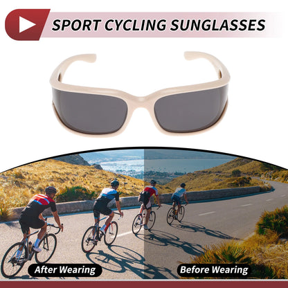 Motorcycle Riding Goggles Gray Lens Beige White Frame Tri-acetel Cellulose