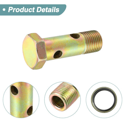 2 x M16x1.5 54mm Length Hollow Bolt Screw with Washer for Motorcycle