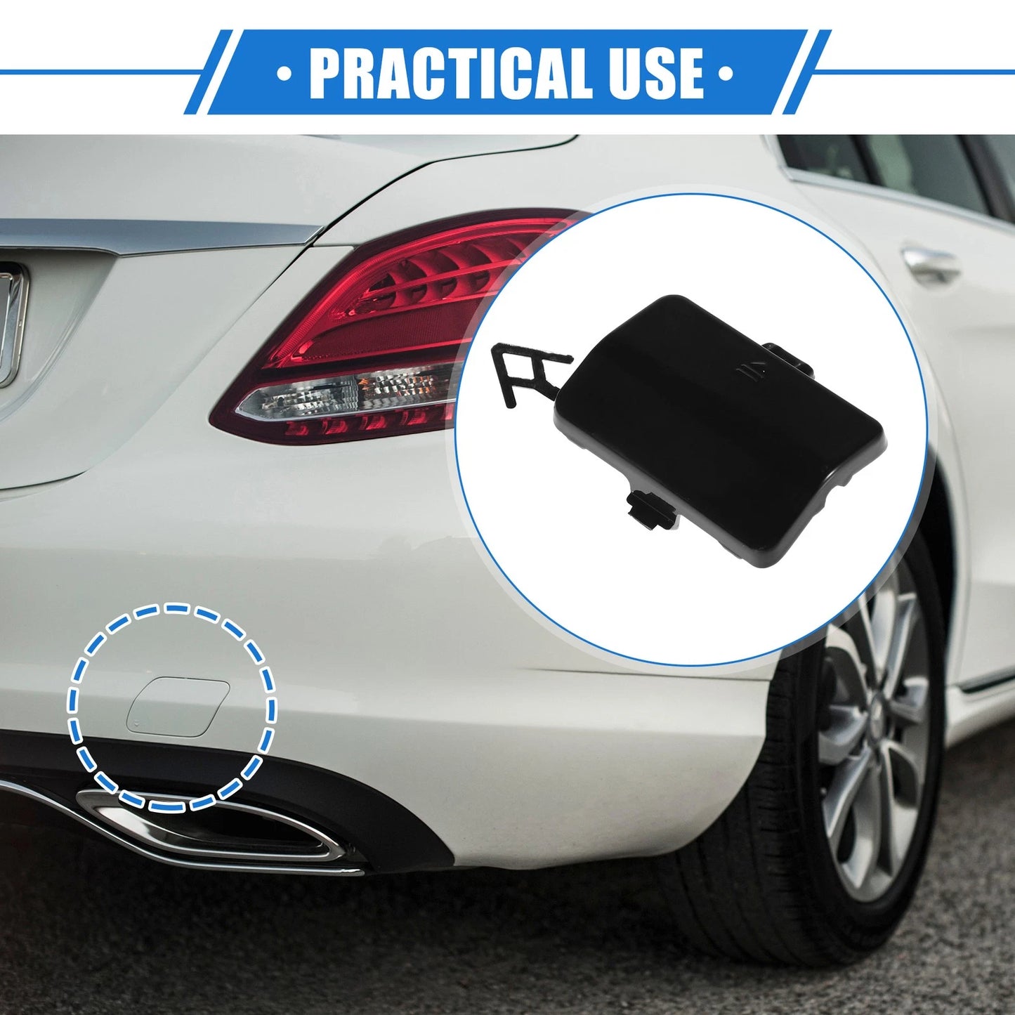 Rear Bumper Tow Hook Eye Hole Cap for Mercedes-Benz R320 (2007-2009) Black