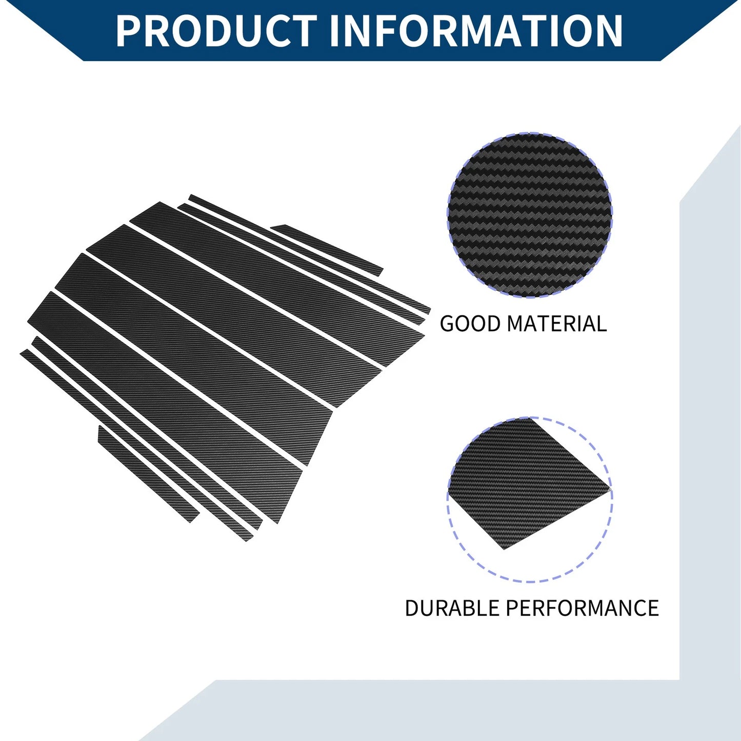 10 Pcs Window Trim Covers for Toyota RAV4 (2019-2023) Black Carbon Fiber