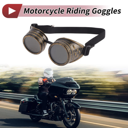 1 x Riding Goggles Black Lens Bronze Tone Frame Glass ABS for Motorcycle
