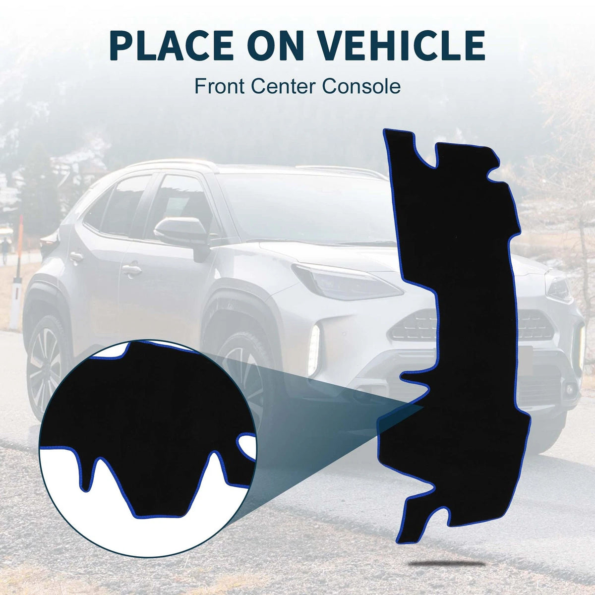 Dashboard Cover Mat for Toyota Yaris Cross (2023) - Black Blue 1 Set