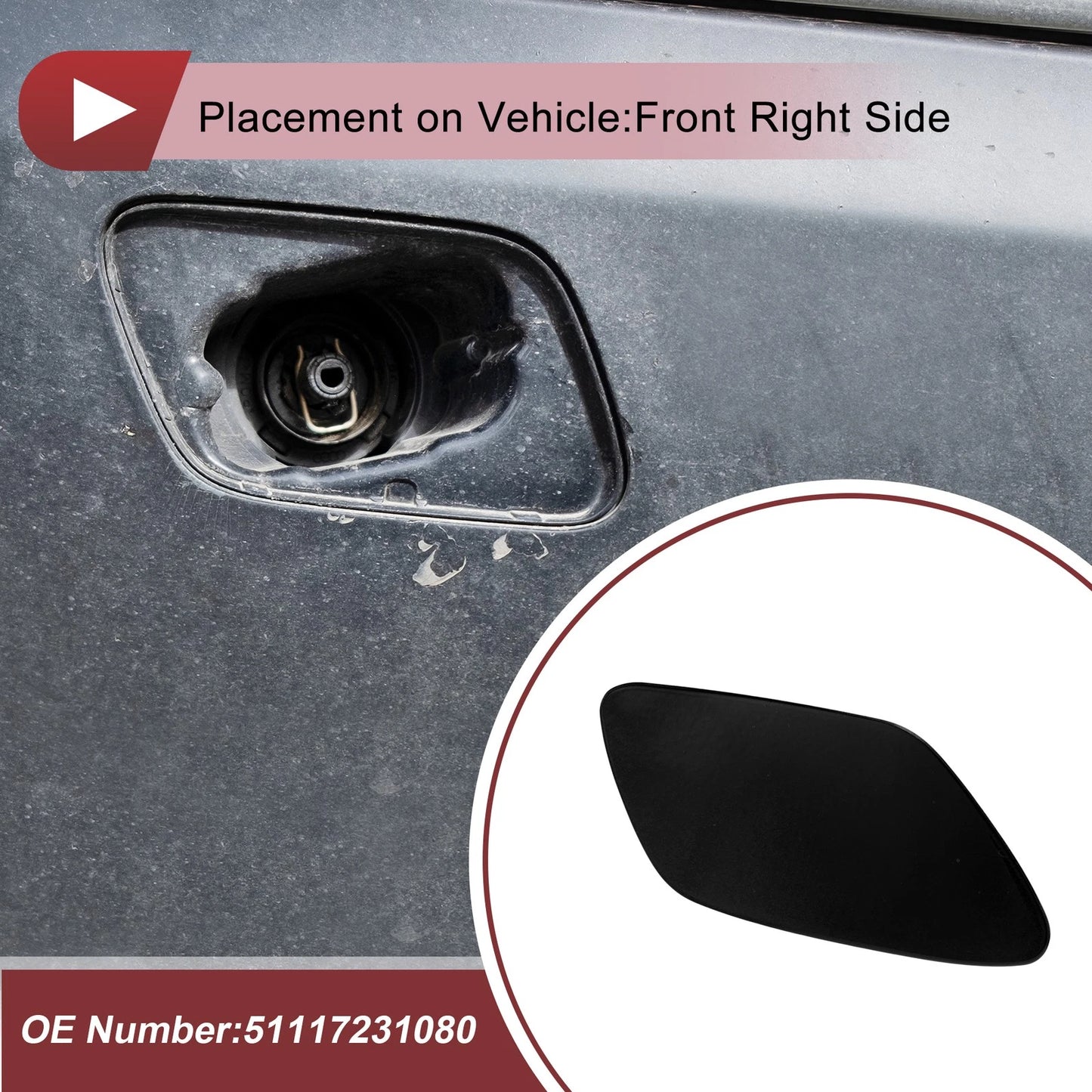 Bumper Headlight Washer Nozzle Cover Cap for BMW Z4 Black (2009-2016)