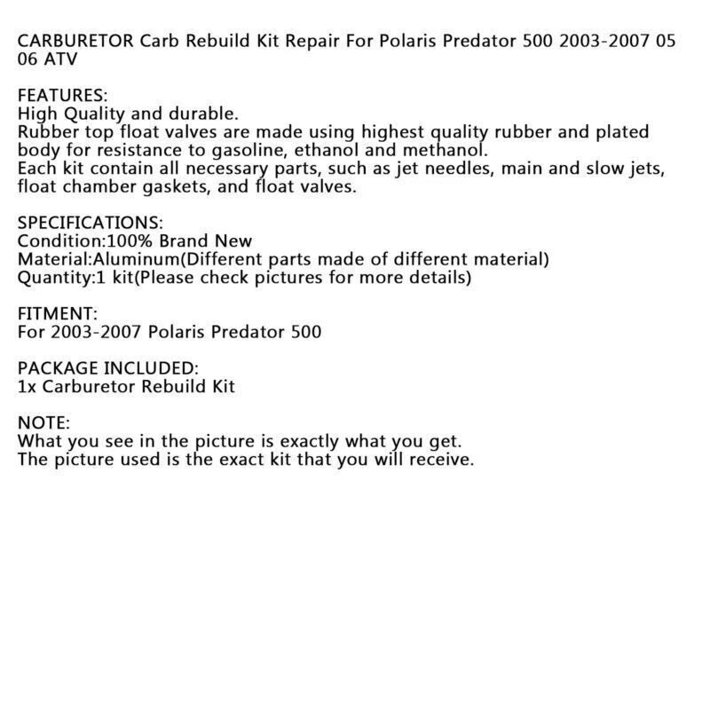 Carburetor Repair Kit for Polaris Predator 500 (2003-2007)