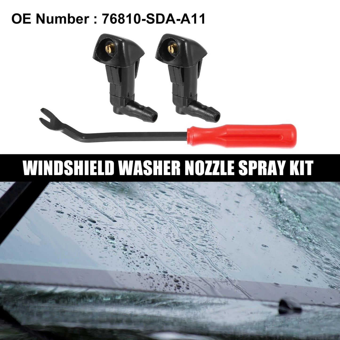 3 x Front Windshield Washer Nozzles for Honda Civic (2006-2011)