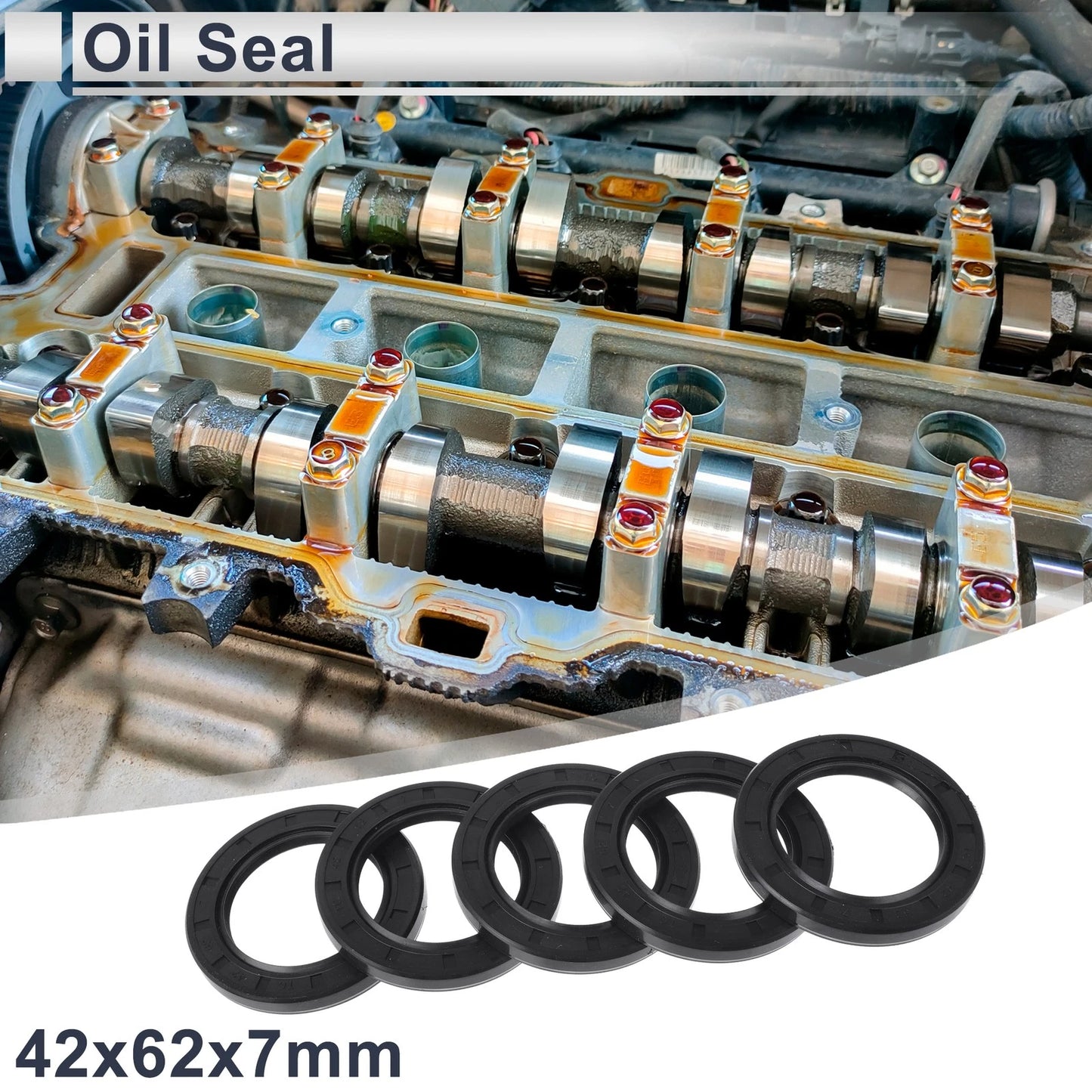 Oil Seal 42x62x7mm 5 Pcs Rotary Shaft Seal NBR Rubber