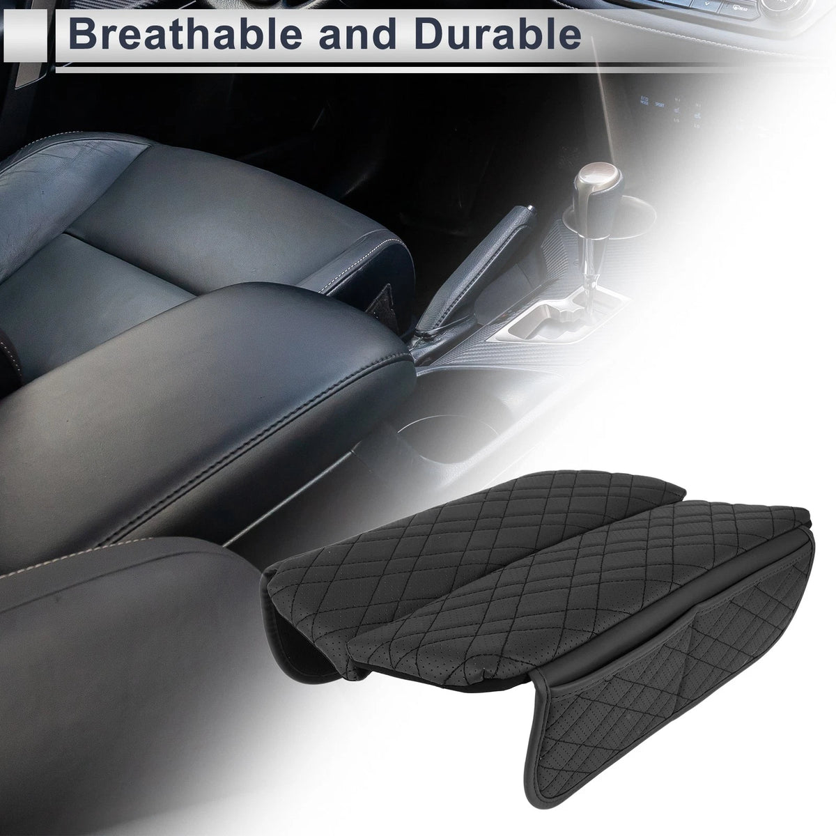 Center Console Cover with Storage Bag for BMW 5 Series (2018-2023) Black
