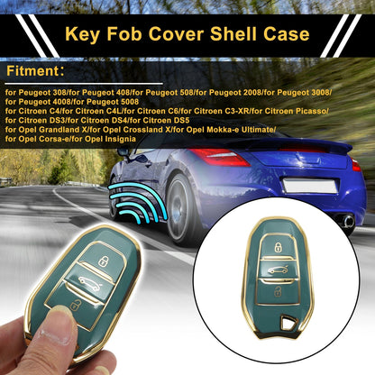 Gray Gold TPU Silicone Key Case for Peugeot 308 (2007-2014)