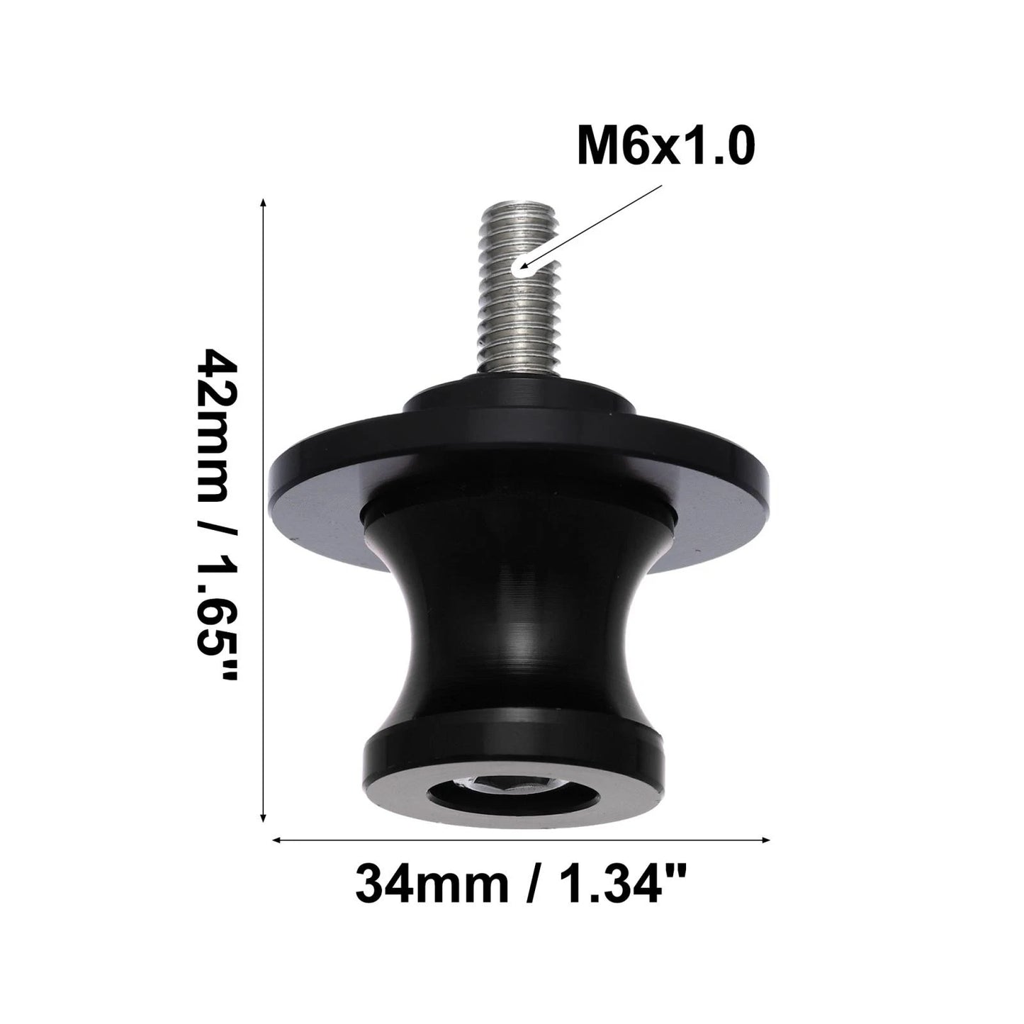 2 x 6mm Metal Swing Arm Spool Rear Stand Black for Motorcycle