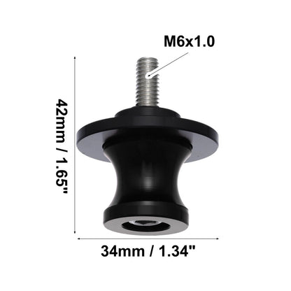 2 x 6mm Metal Swing Arm Spool Rear Stand Black for Motorcycle
