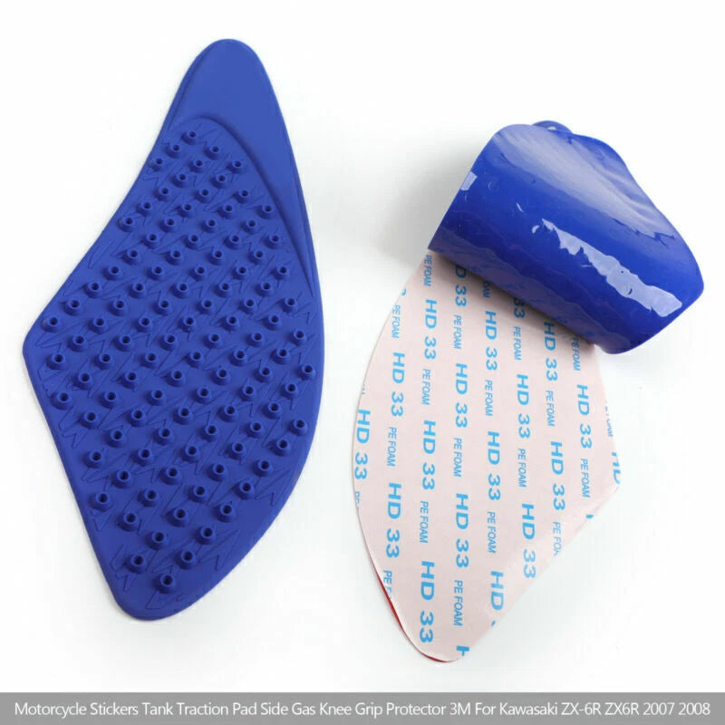 Tank Pad Side Protection Grips Blue for Kawasaki ZX-6R (2007-2008)
