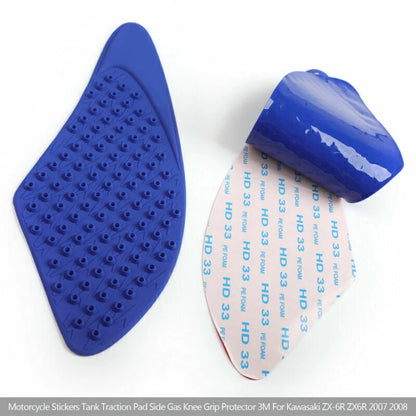 Tank Pad Side Protection Grips Blue for Kawasaki ZX-6R (2007-2008)