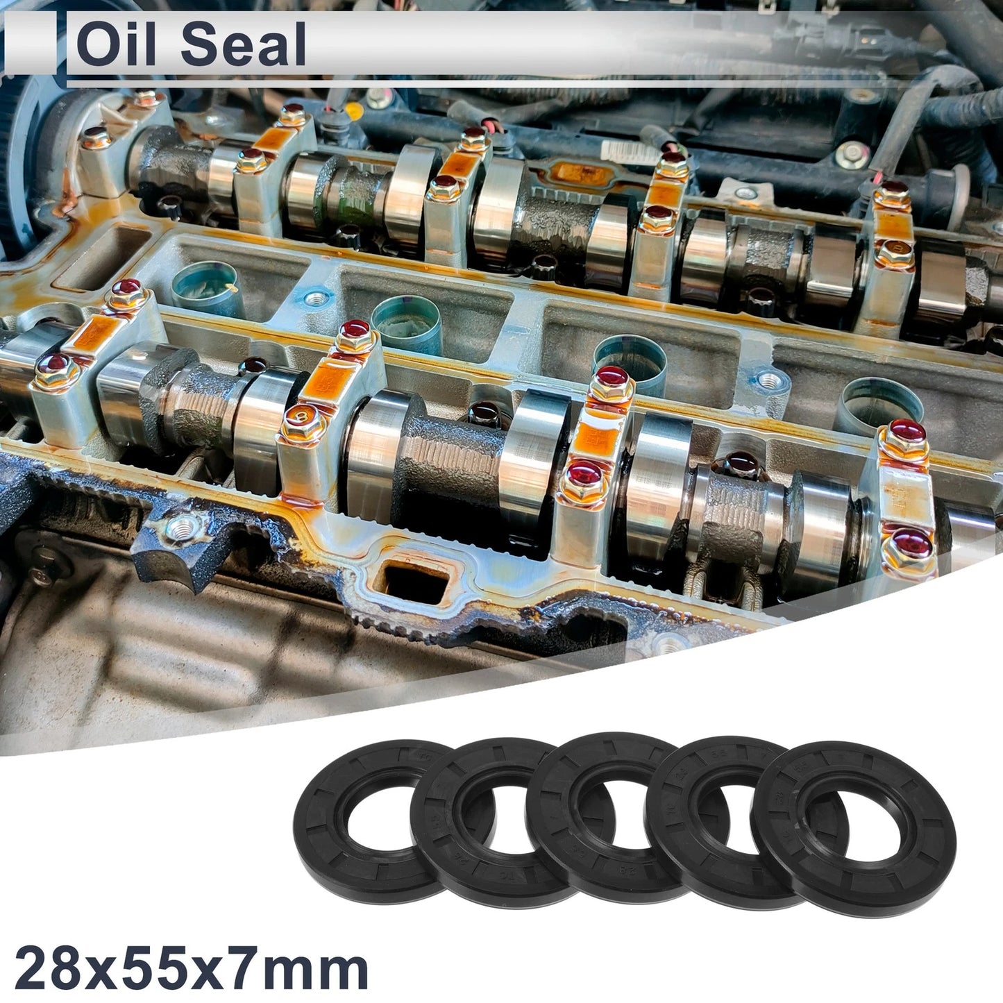 Oil Seal 28x55x7mm Nitrile Rubber Black 5 Pcs for Make Model
