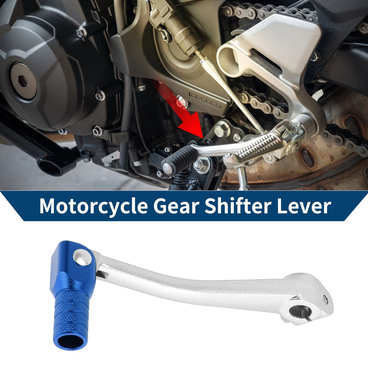 Folding Motorcycle Gear Shifter Lever Silver Tone Blue Head for Bosuer 125