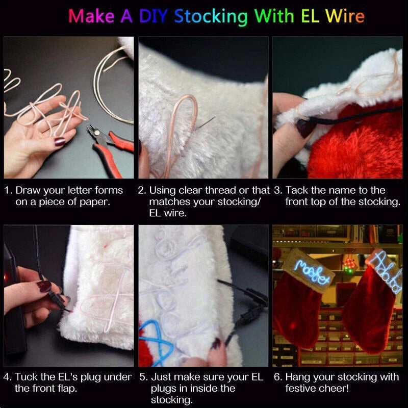 Ice Blue LED Neon Light Glow EL Wire String for Party Decor