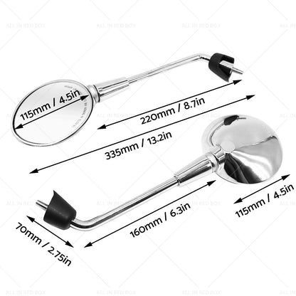 Chrome Left & Right Rearview Mirrors for Vespa Primavera 50 125 150 (2014-2023)