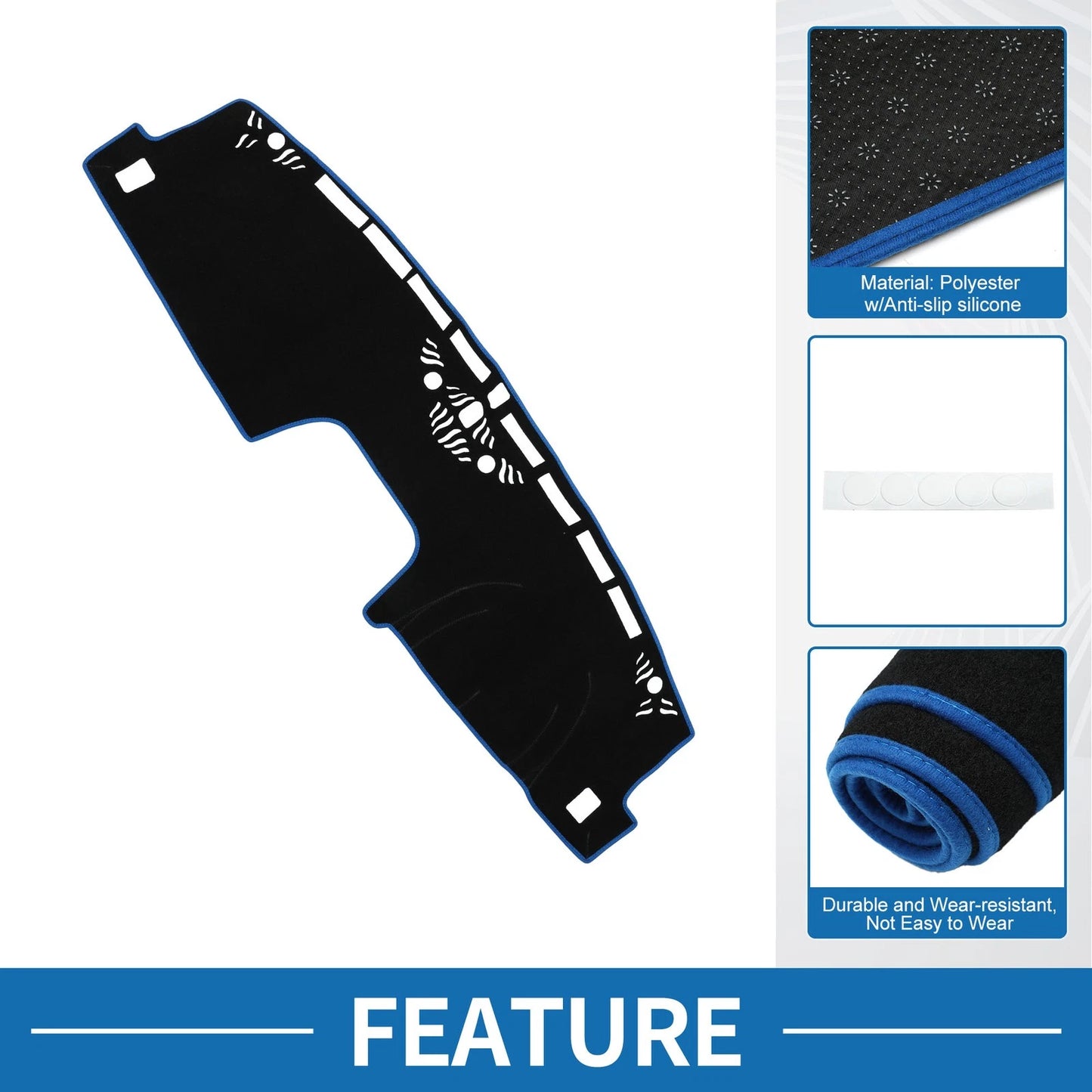 Dashboard Cover Mat for Ford Maverick 2022-2024 Sun Protector Pad Black Blue