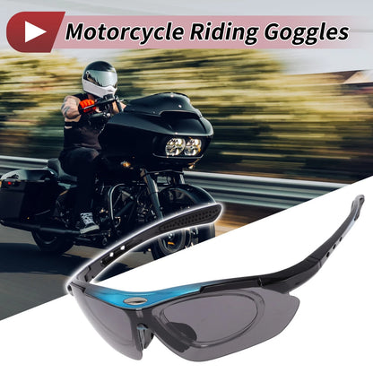 Goggles for Motorcycle Riding Dark Gray Lens Blue Frame Cycling Sunglasses