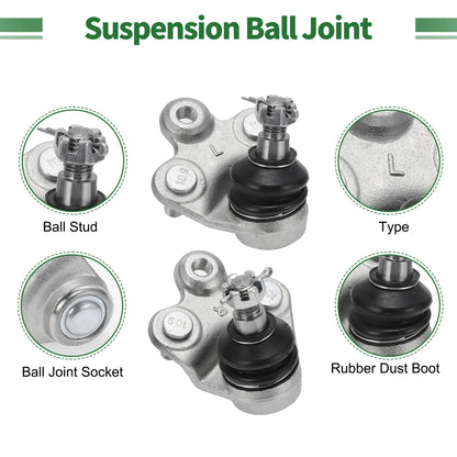 4 Pcs Front Suspension Kit Outer Tie Rod Ends Lower Ball Joint for Honda Civic (2006-2011)