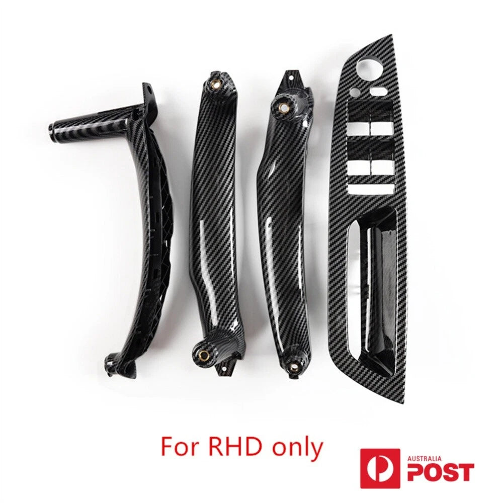 4pcs Carbon Fiber Window Switch Panel Handle Kit for RHD Cars