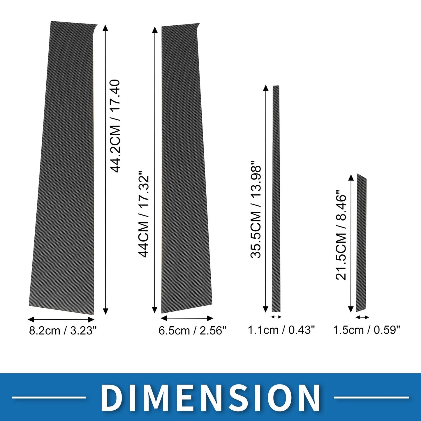 8 Pcs Door Pillar Window Trim for Toyota Yaris (2005-2014) Carbon Fiber Black