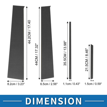 8 Pcs Door Pillar Window Trim for Toyota Yaris (2005-2014) Carbon Fiber Black