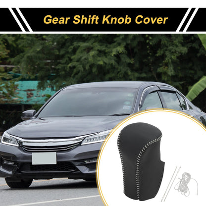 Car Gear Shift Knob Cover for Honda Accord (2008-2012) - Black Gray Faux Leather