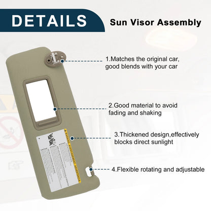 Left Driver Side Sun Visor with Mirror for Toyota 4Runner (2003-2023)