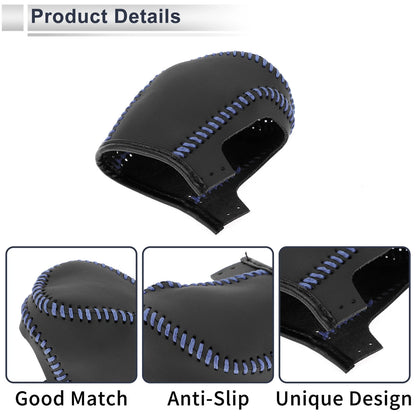 Black Blue Faux Leather Gear Shift Knob Cover for Toyota Camry (2019-2022)