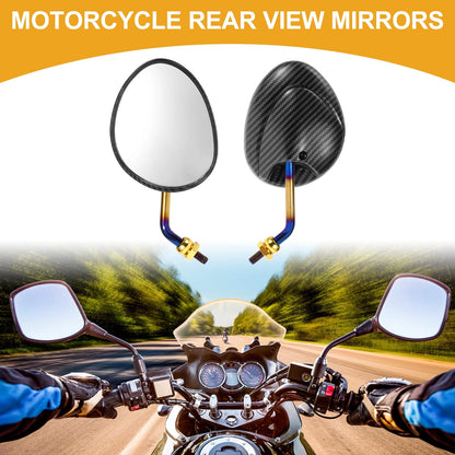 M10 Motorcycle Rear View Mirrors Side Mirror Carbon Fiber Pattern Black